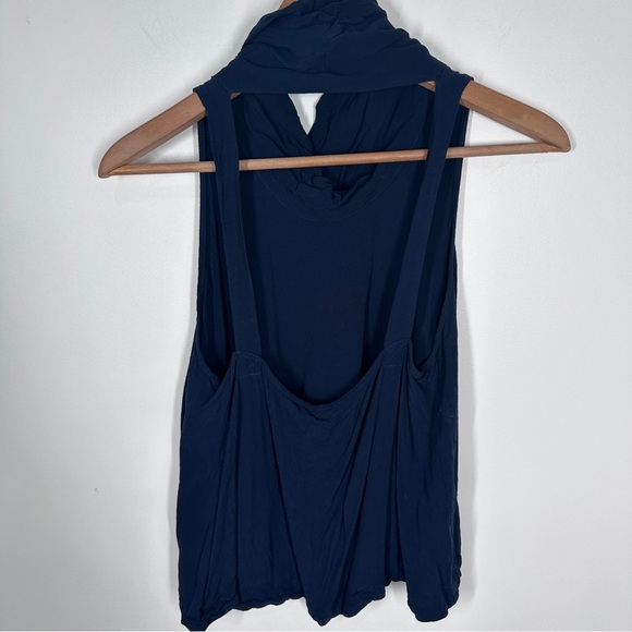 Free People City Lights Cowl Neck Tank Top small Navy Blue - Picture 4 of 7
